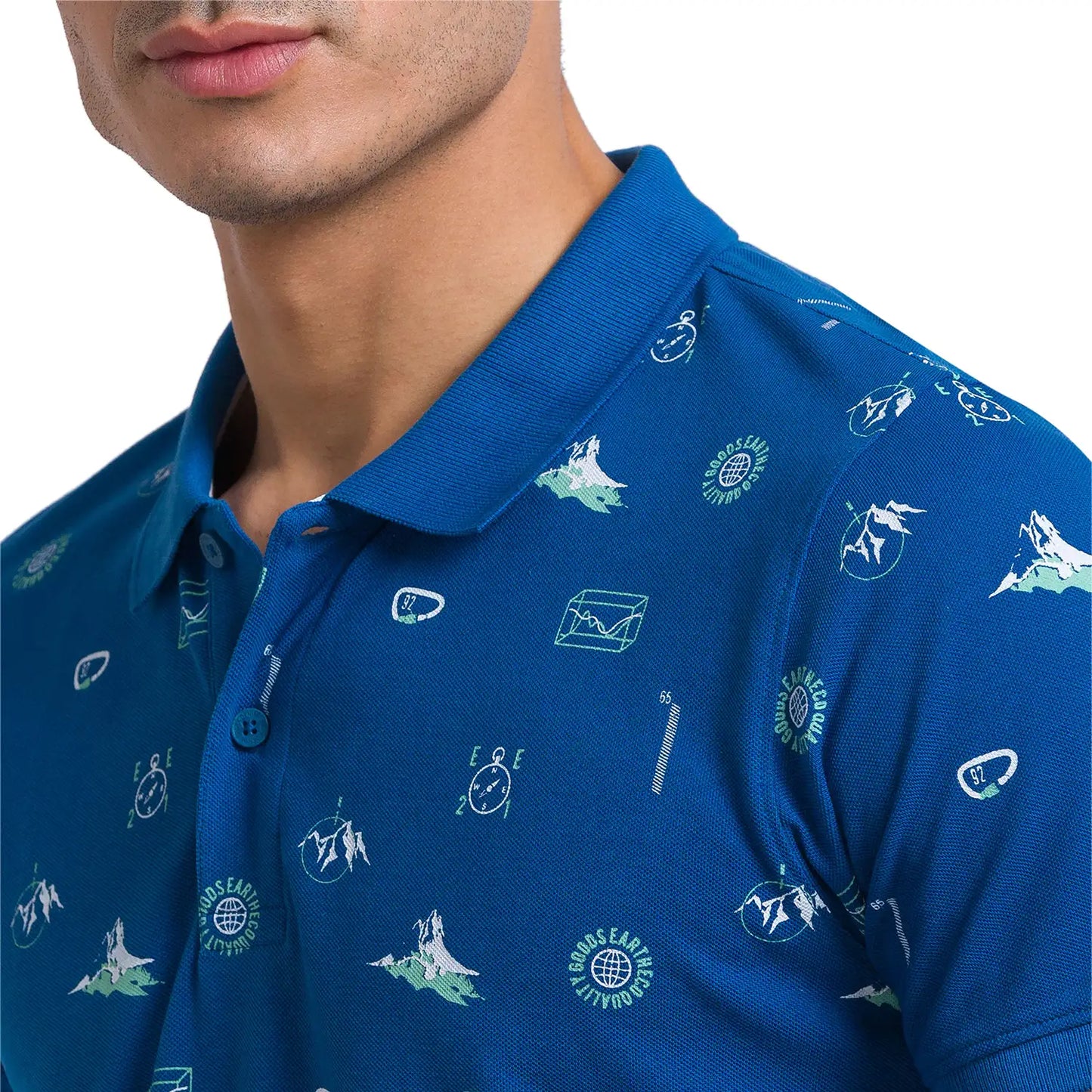 Men Regular Fit Blue Polo