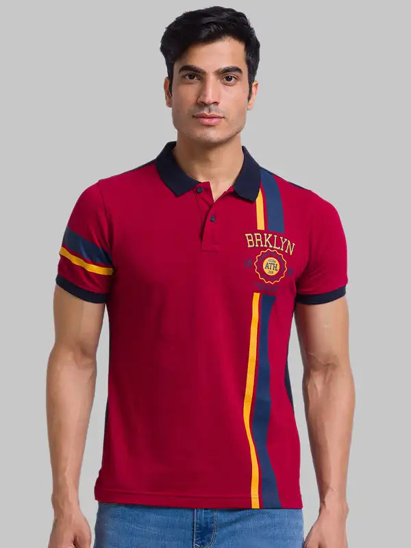 Men Regular Fit Blue T-Shirt