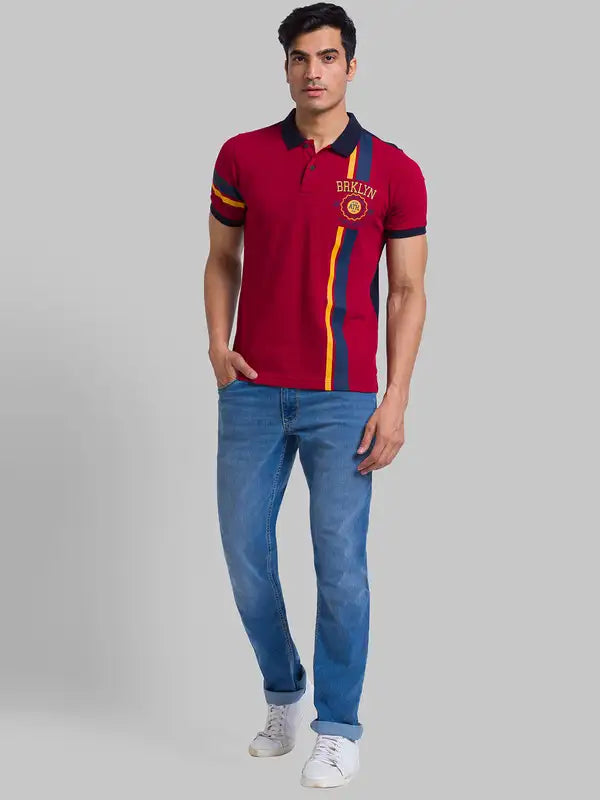 Men Regular Fit Blue T-Shirt