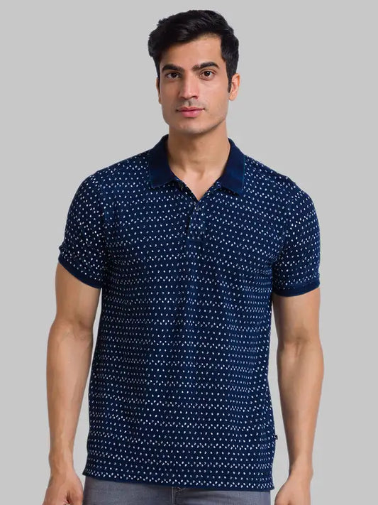 Men Regular Fit Blue T-Shirt