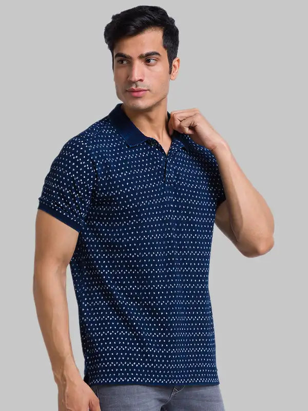 Men Regular Fit Blue T-Shirt