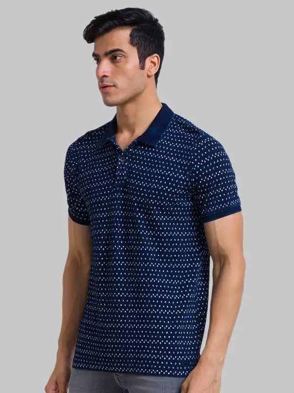 Men Regular Fit Blue T-Shirt