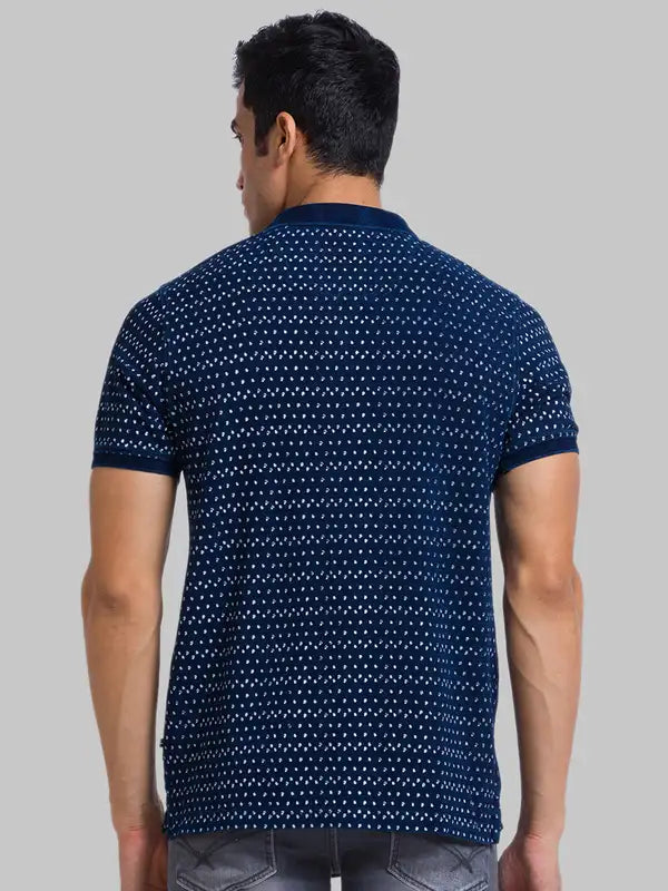 Men Regular Fit Blue T-Shirt
