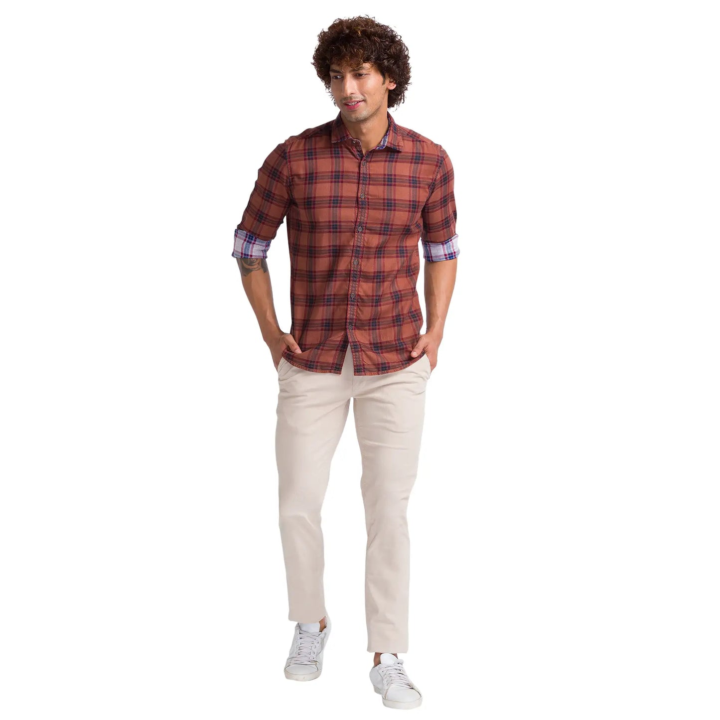 Men Slim Fit Green Shirt