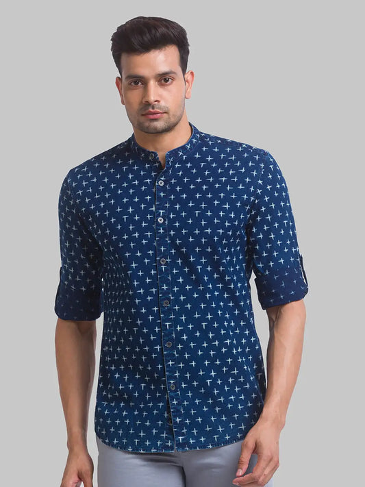 Men Slim Fit Blue Shirt
