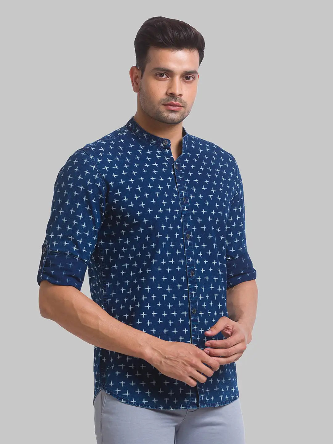 Men Slim Fit Blue Shirt