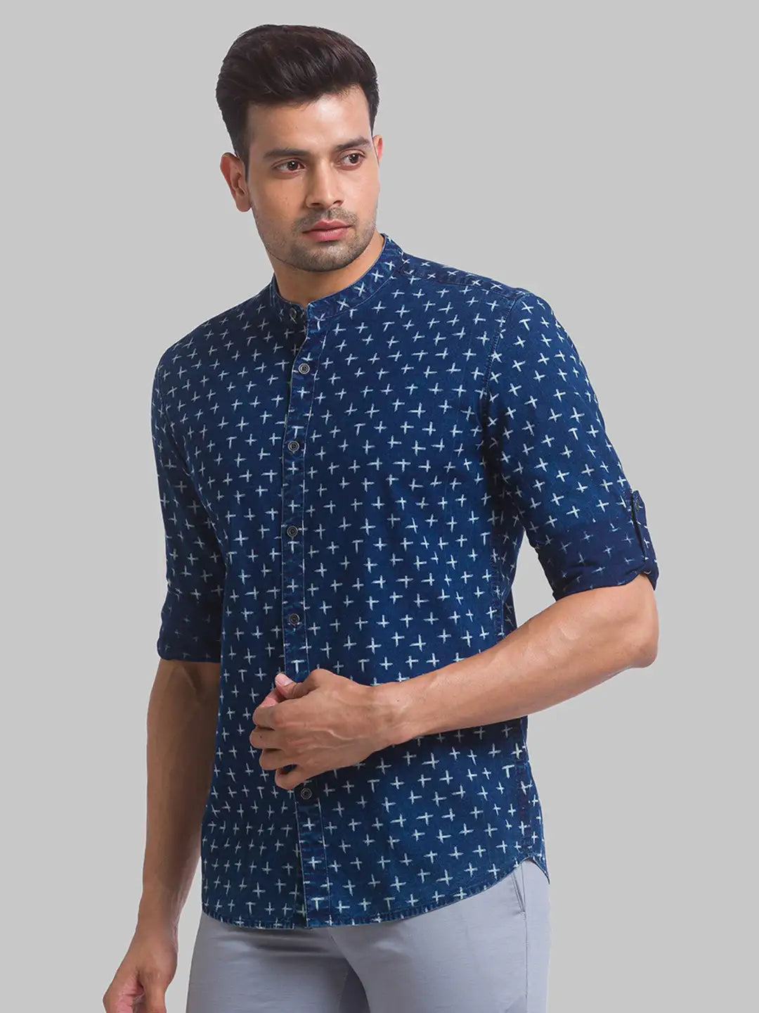 Men Slim Fit Blue Shirt