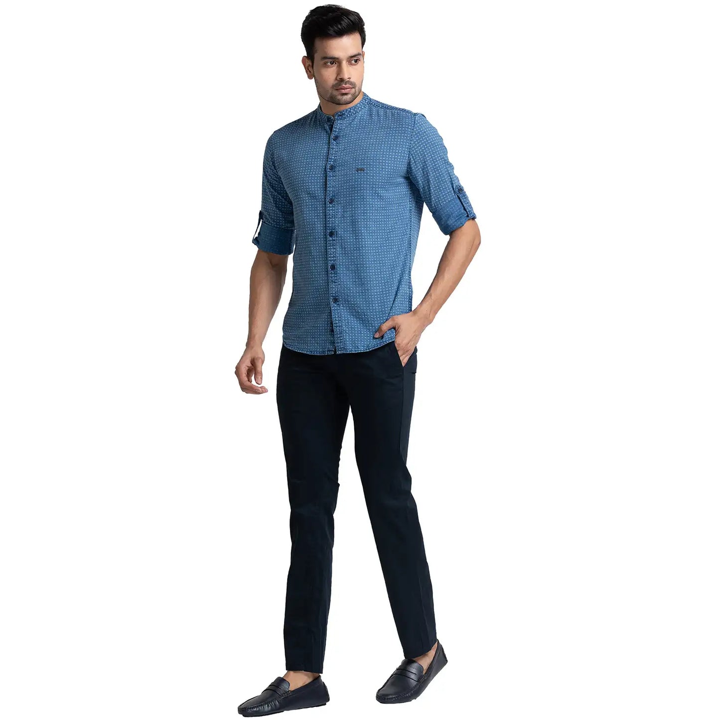 Men Slim Fit Brown Shirt
