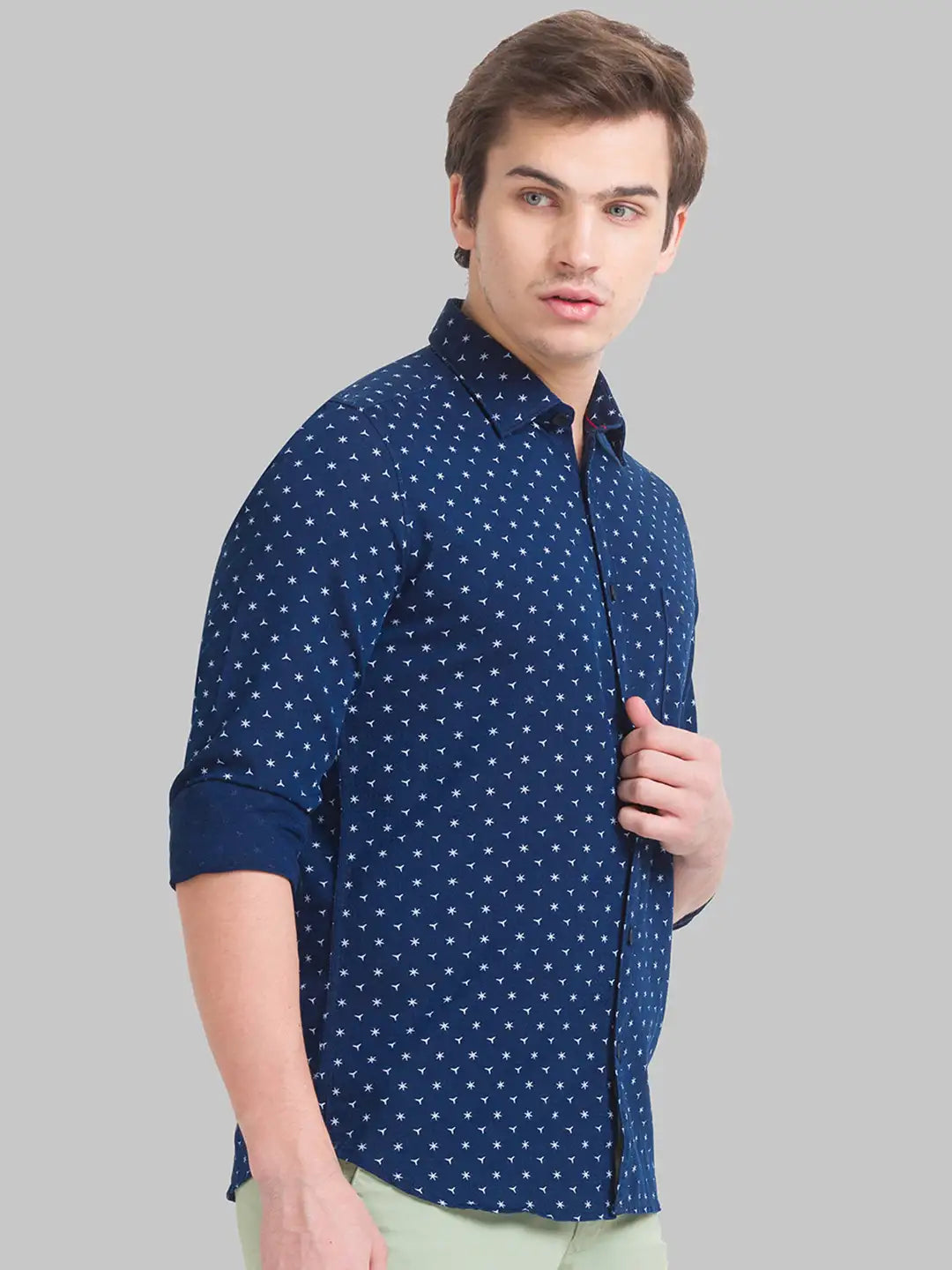 Men Slim Fit Dark Blue Shirt
