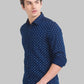 Men Slim Fit Dark Blue Shirt