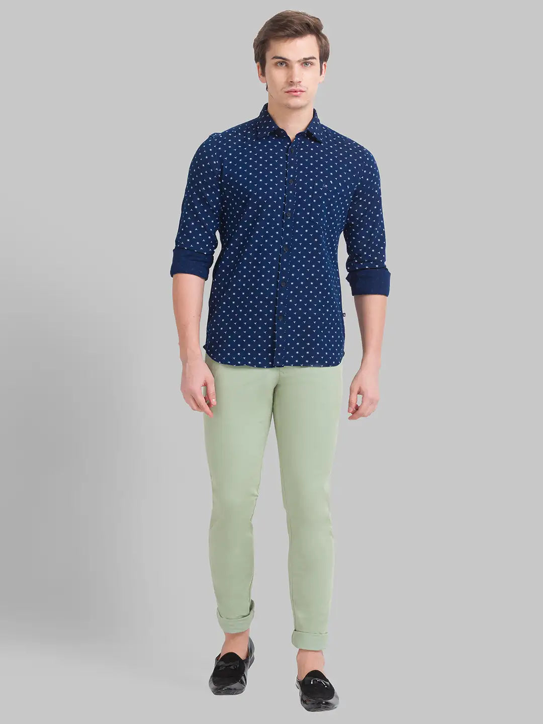 Men Slim Fit Dark Blue Shirt