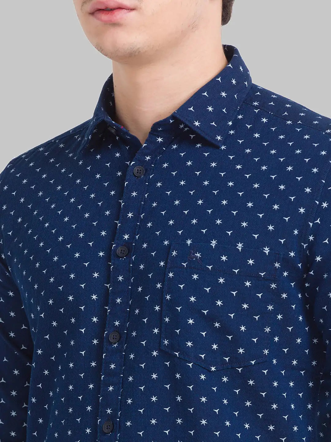 Men Slim Fit Dark Blue Shirt