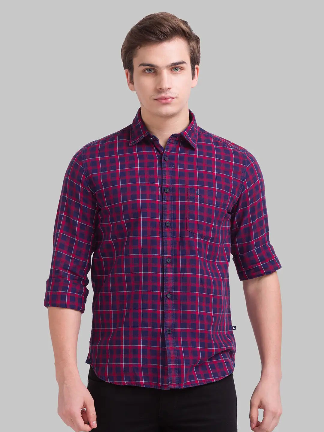 Men Slim Fit Dark Blue Shirt