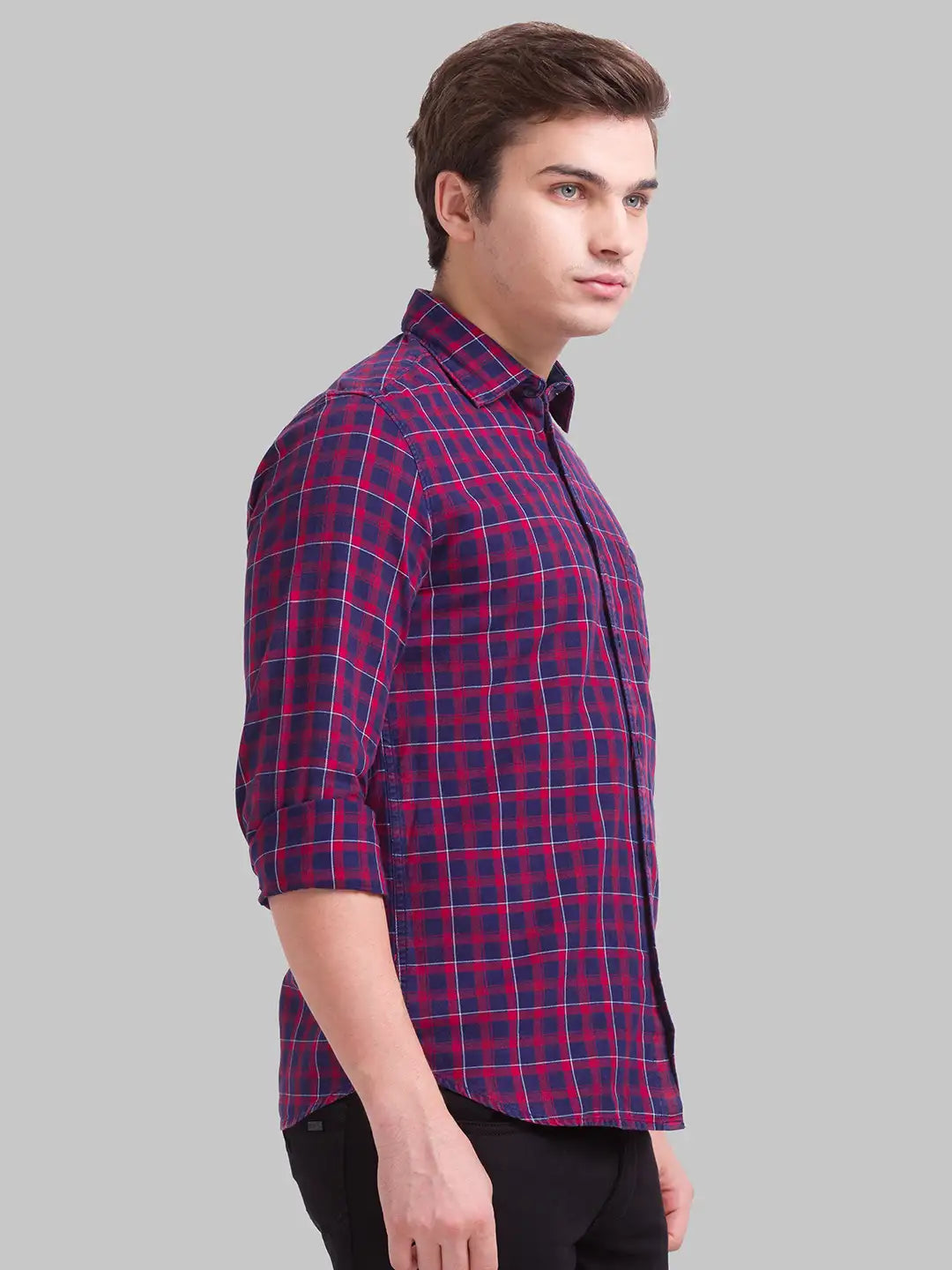 Men Slim Fit Dark Blue Shirt