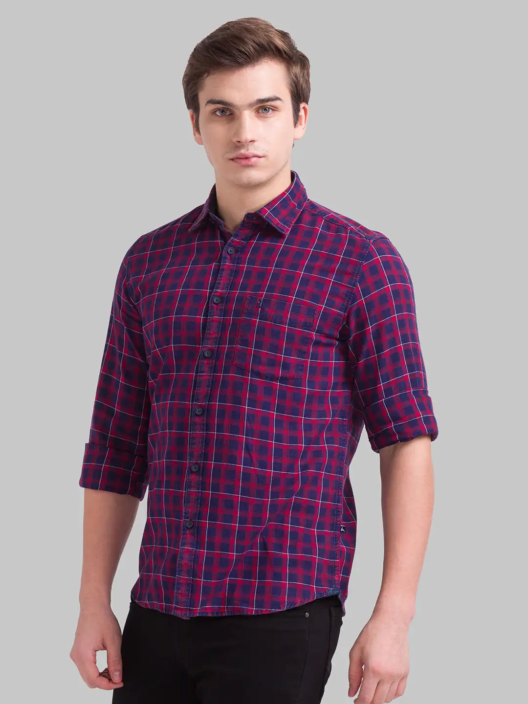 Men Slim Fit Dark Blue Shirt