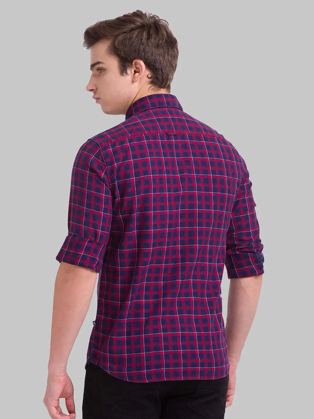 Men Slim Fit Dark Blue Shirt