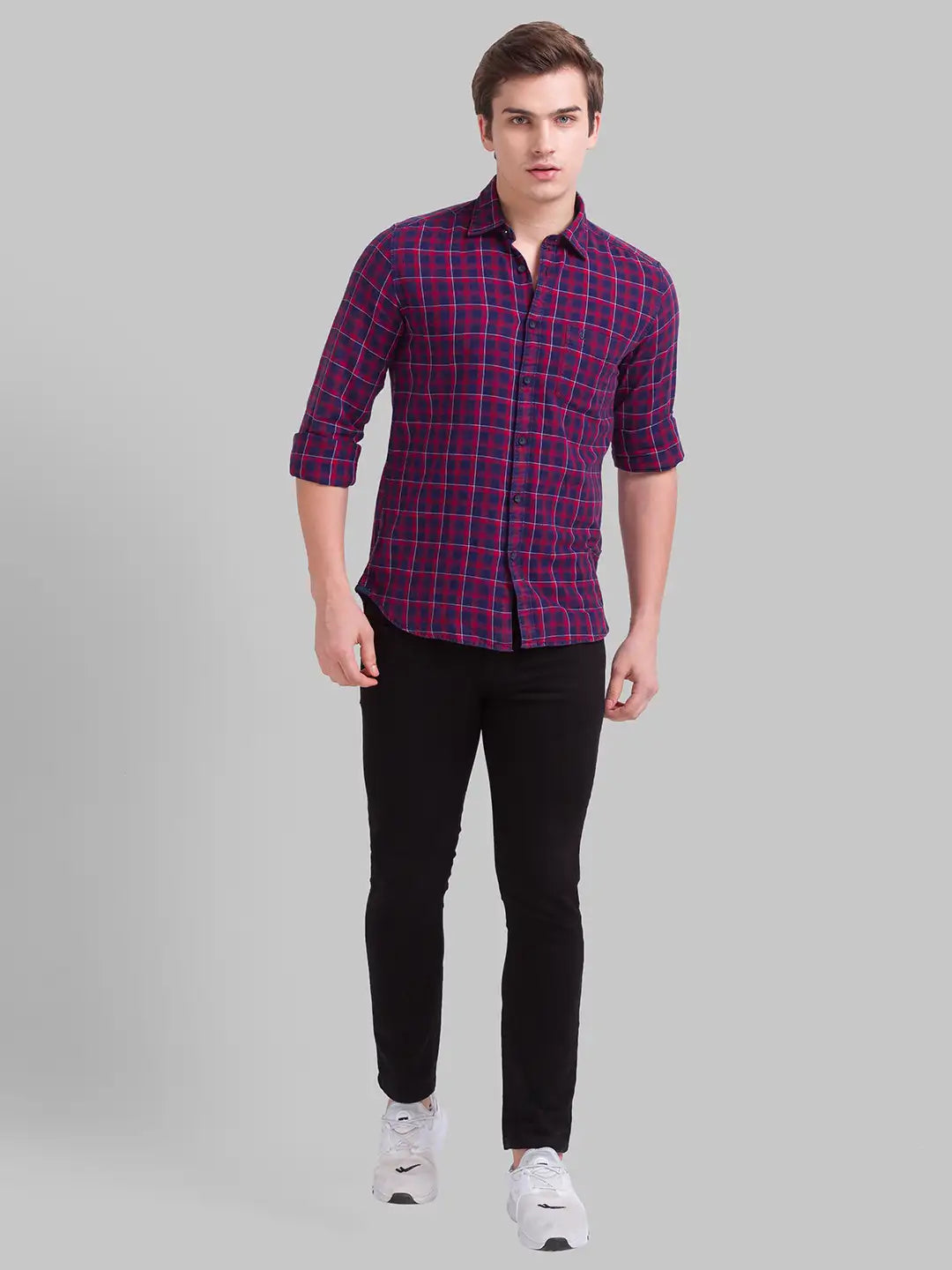 Men Slim Fit Dark Blue Shirt