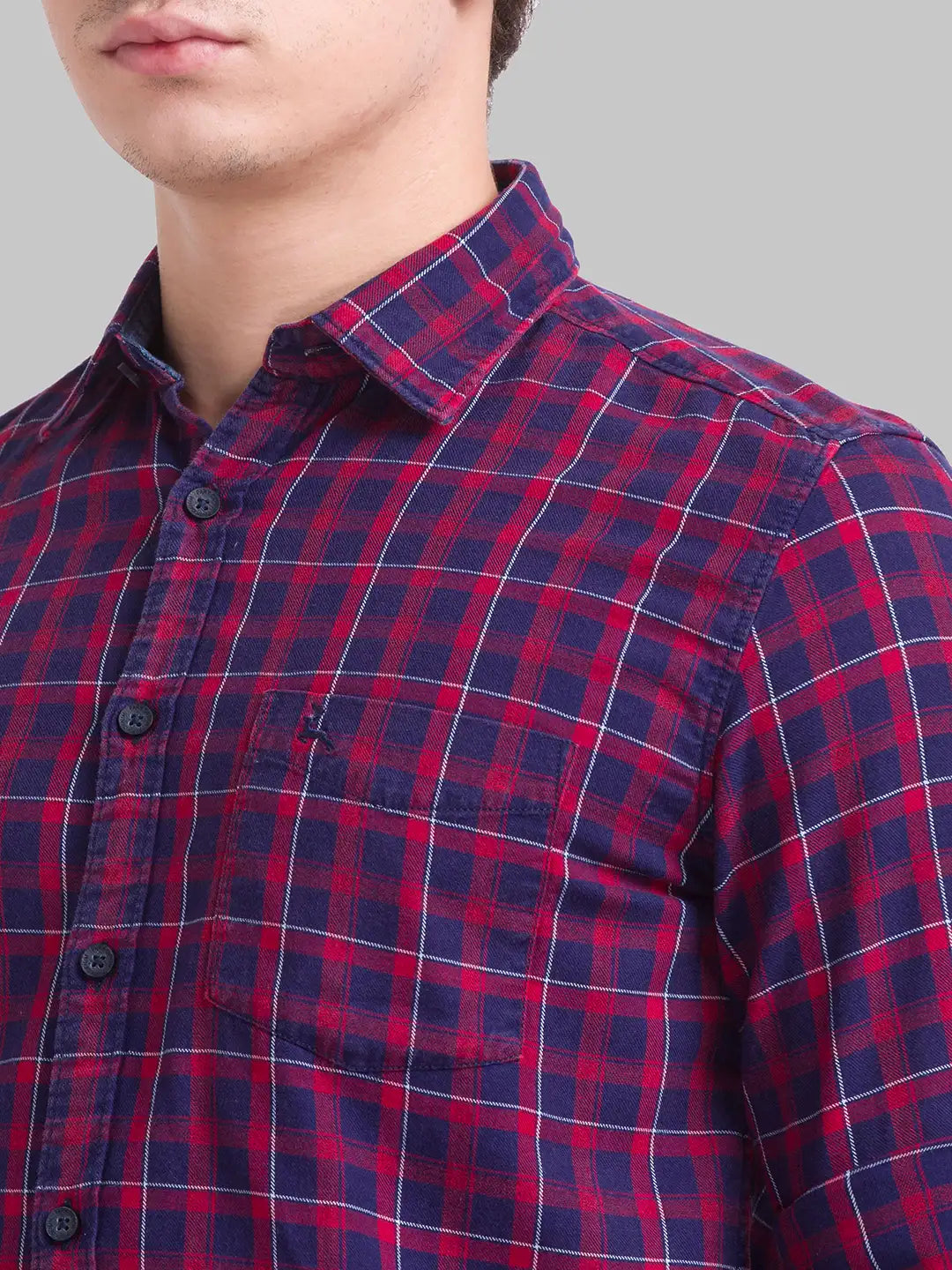 Men Slim Fit Dark Blue Shirt