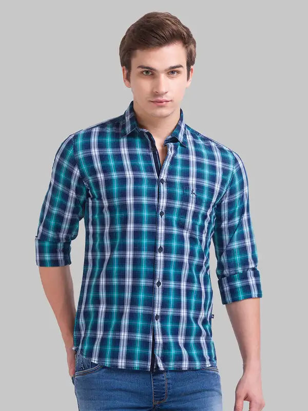 Men Slim Fit Blue Shirt
