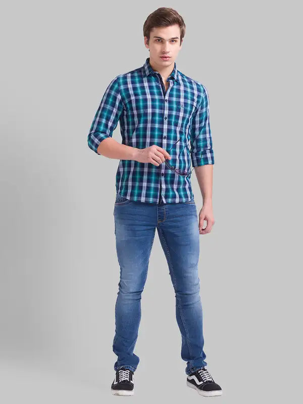 Men Slim Fit Blue Shirt