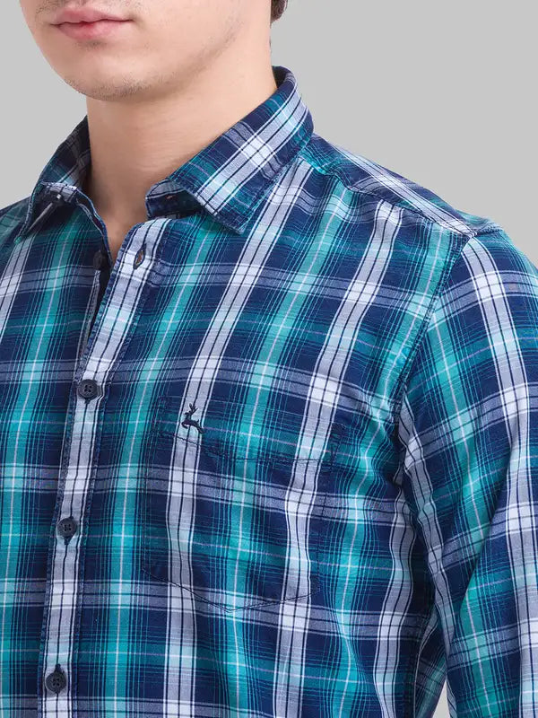 Men Slim Fit Blue Shirt