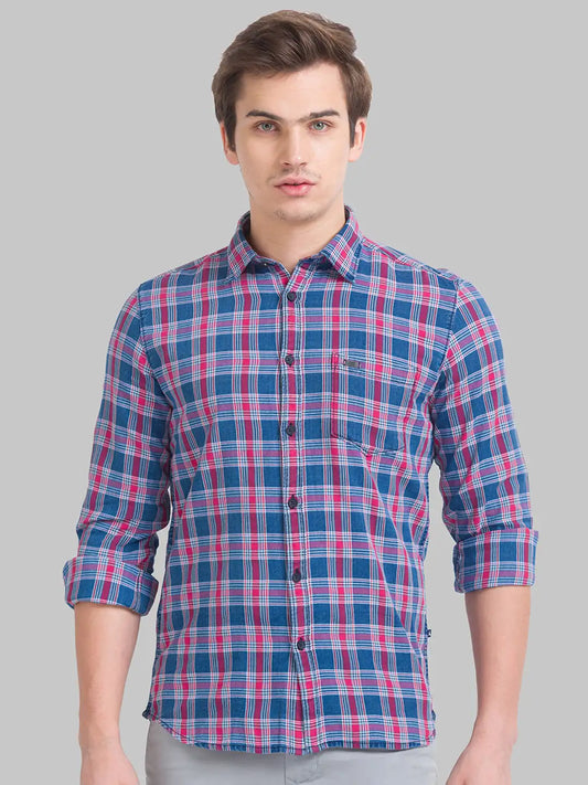 Men Slim Fit Dark Blue Shirt