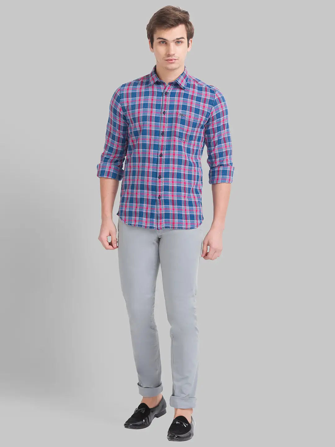 Men Slim Fit Dark Blue Shirt