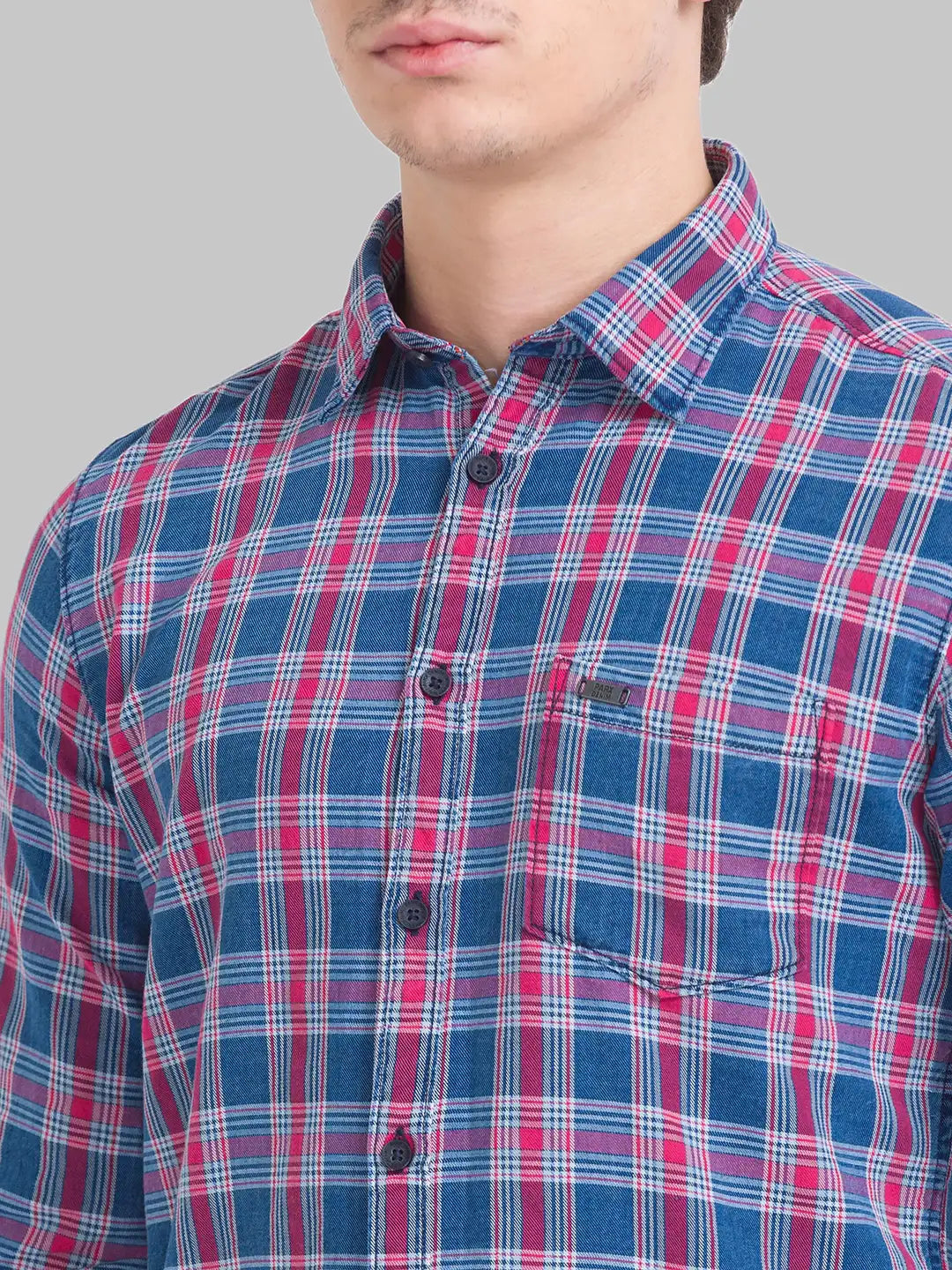 Men Slim Fit Dark Blue Shirt