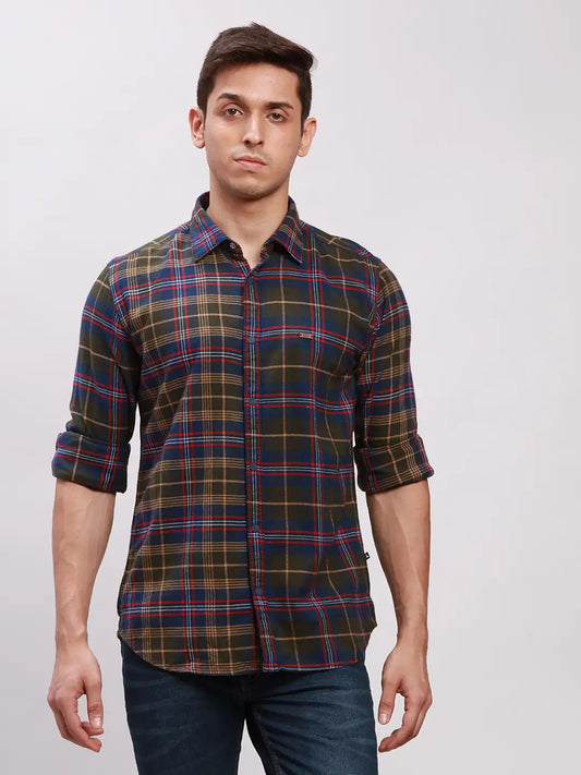 Men Blue Slim Tapered Fit Jacquard Cotton Blend Jeans