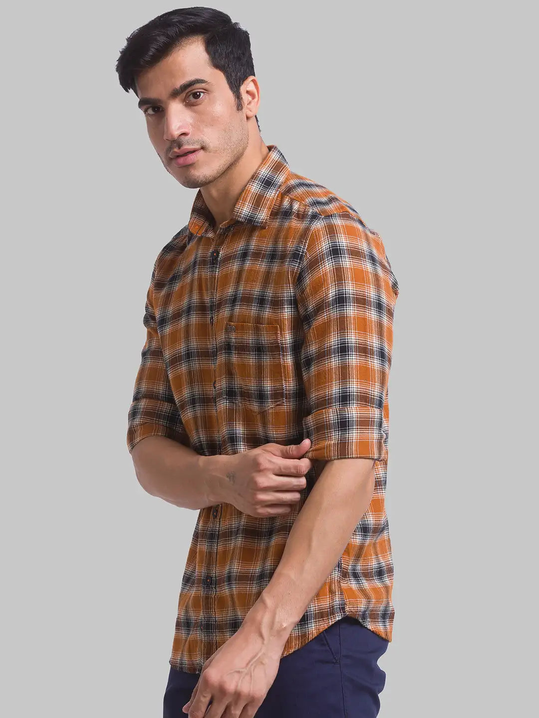 Men Slim Fit Medium Blue Shirt