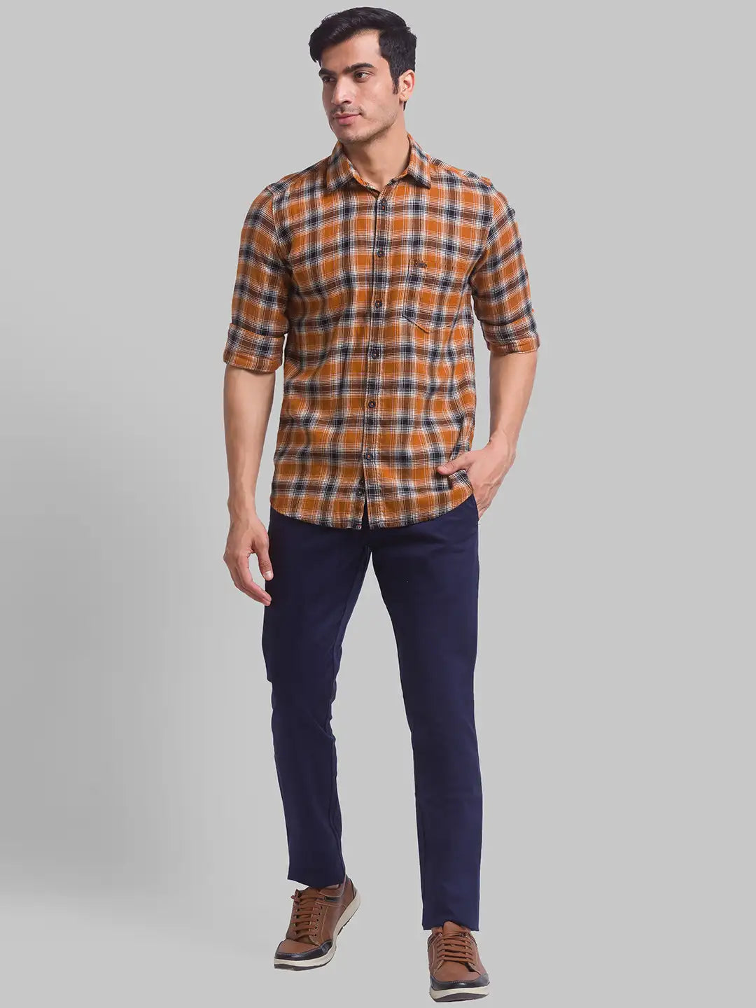 Men Slim Fit Medium Blue Shirt