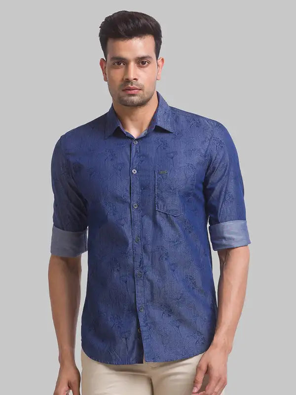 Men Slim Fit Blue Shirt
