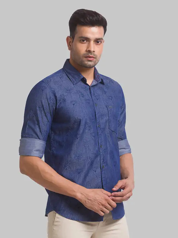 Men Slim Fit Blue Shirt