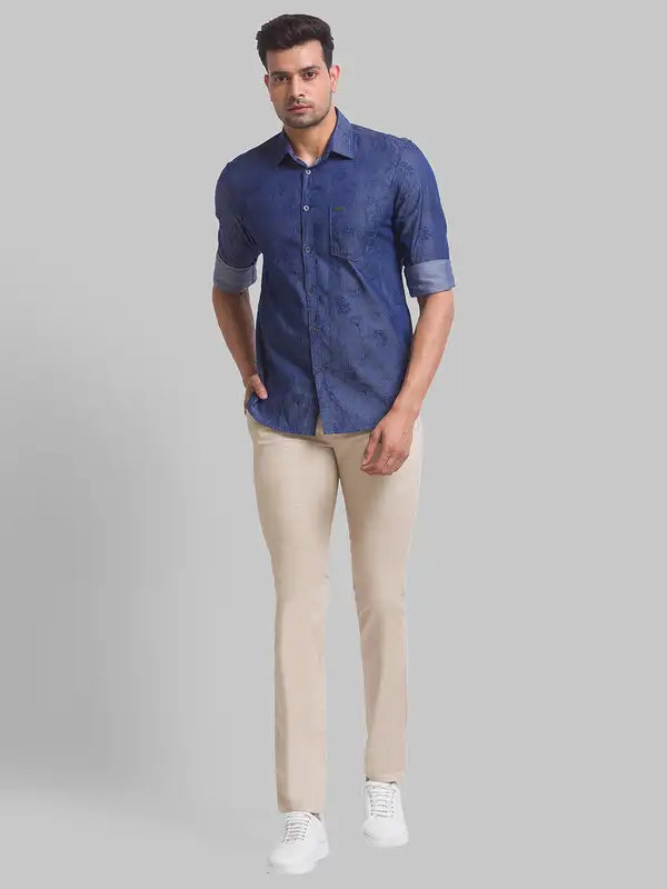 Men Slim Fit Blue Shirt
