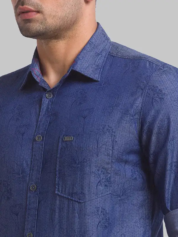Men Slim Fit Blue Shirt