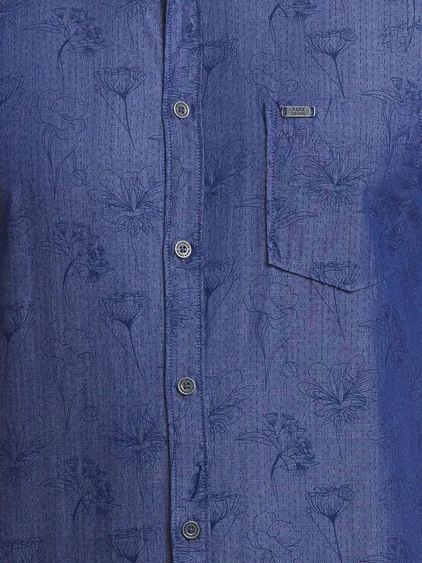 Men Slim Fit Blue Shirt
