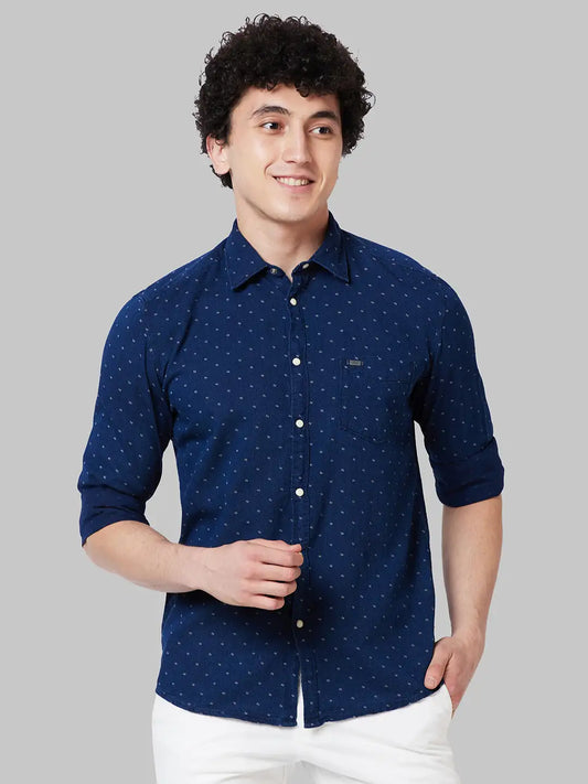 Men Slim Fit Blue Shirt