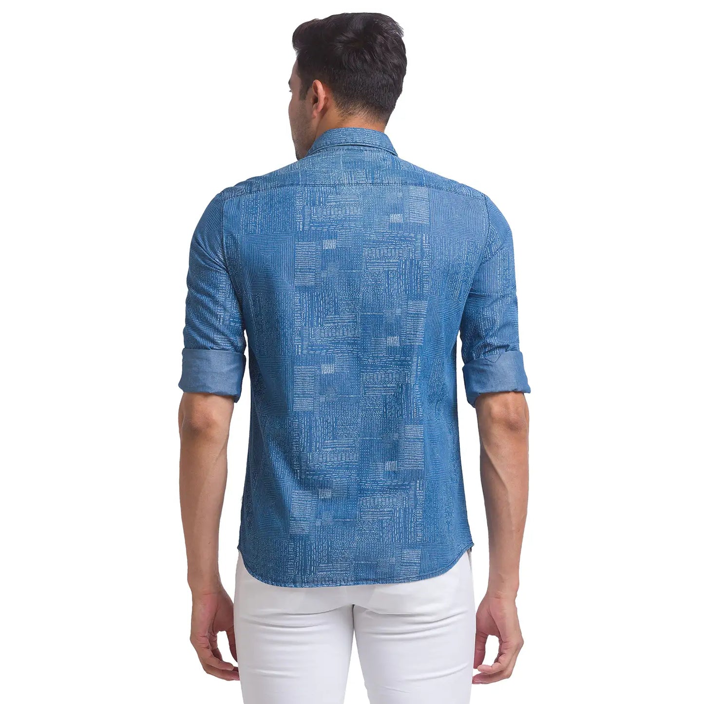 Men Slim Fit Dark Blue Shirt