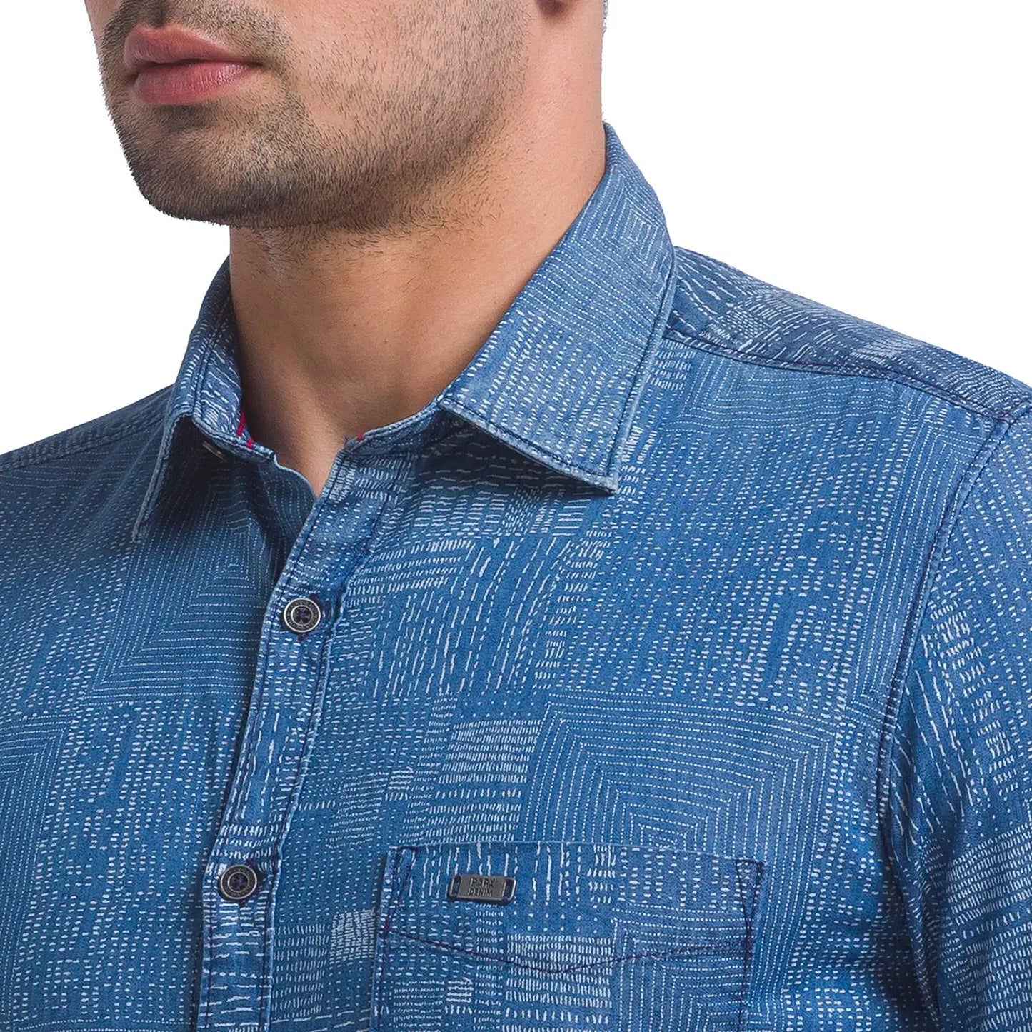 Men Slim Fit Dark Blue Shirt