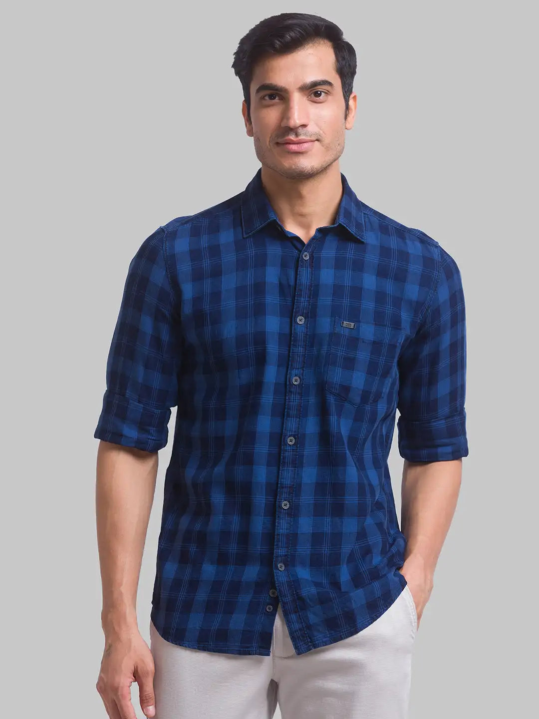 Men Slim Fit Blue Shirt
