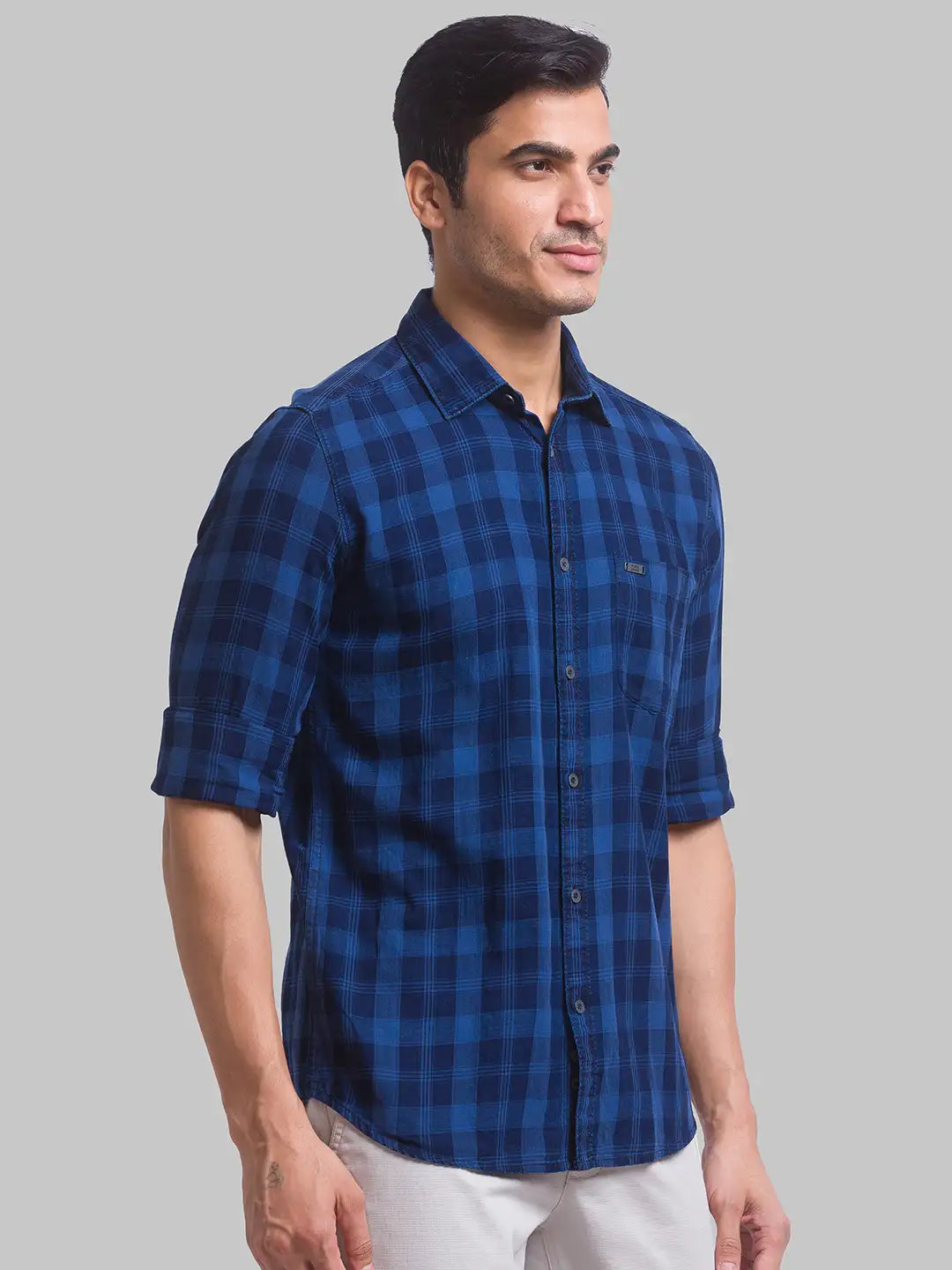 Men Slim Fit Blue Shirt