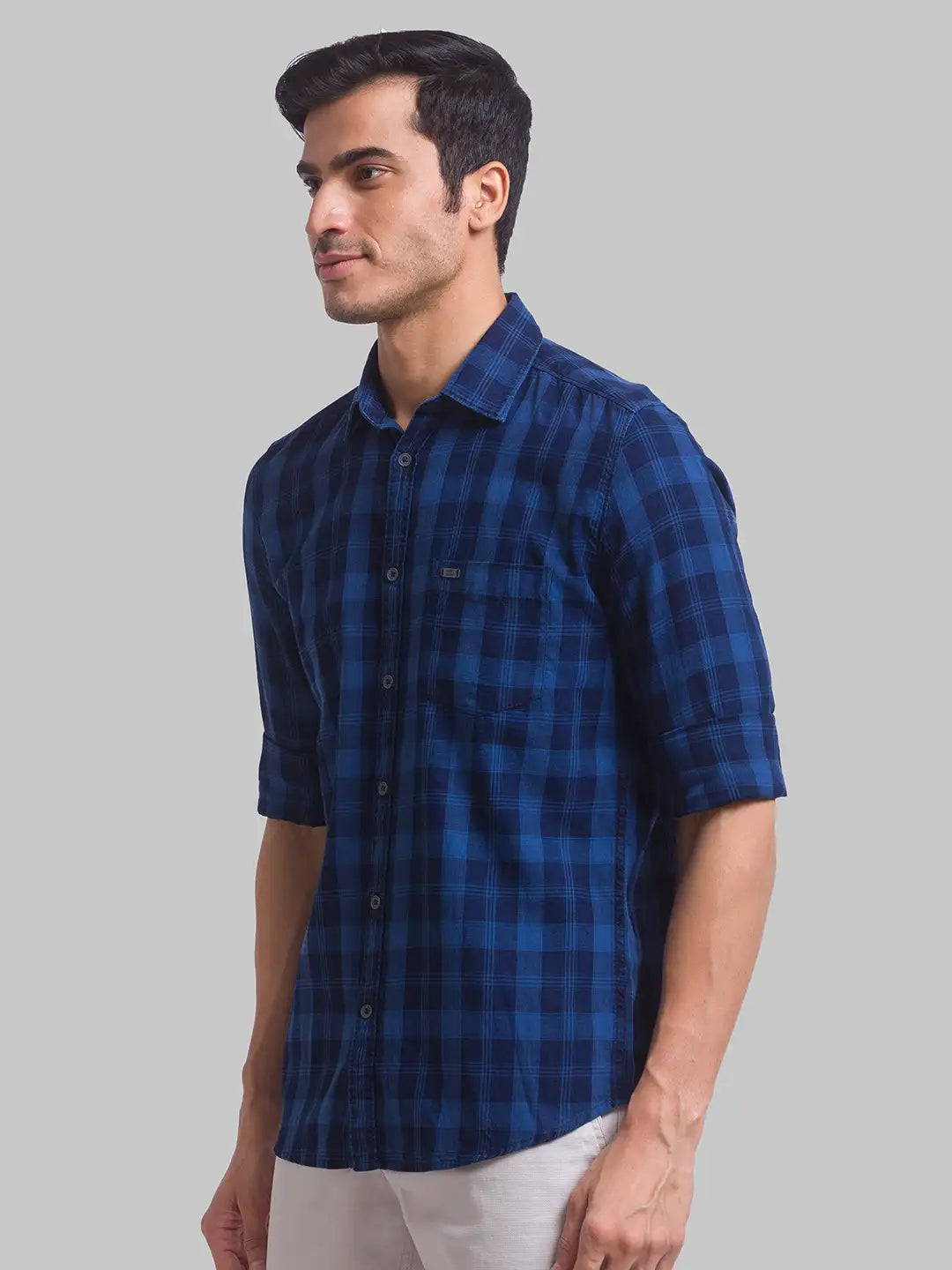 Men Slim Fit Blue Shirt