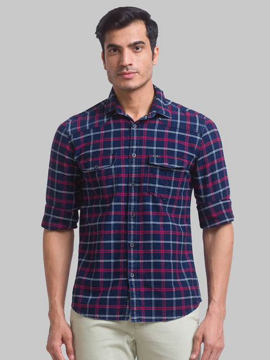 Men Slim Fit Blue Shirt