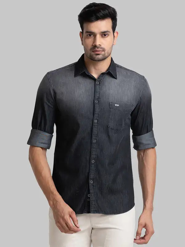 Men Slim Fit Blue Shirt