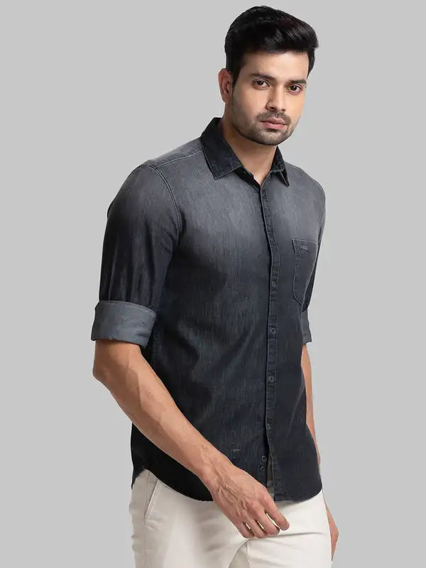Men Slim Fit Blue Shirt