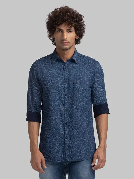 Men Slim Fit Blue Shirt