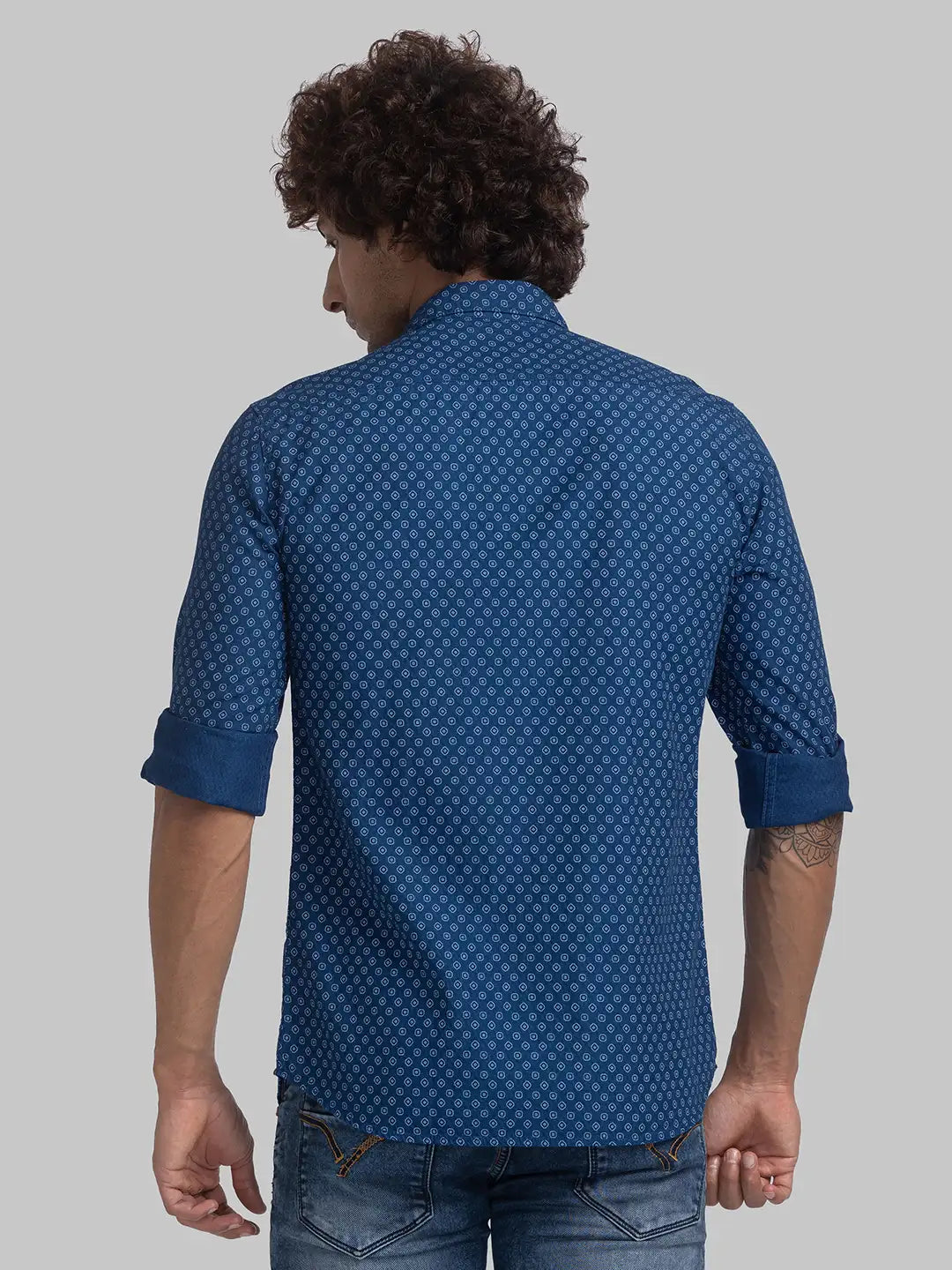 Parx Men Blue Knitted Skinny Fit Cotton Blend Jeans