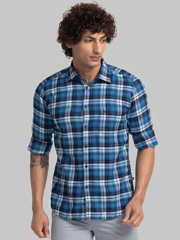 Men Slim Fit Blue Shirt