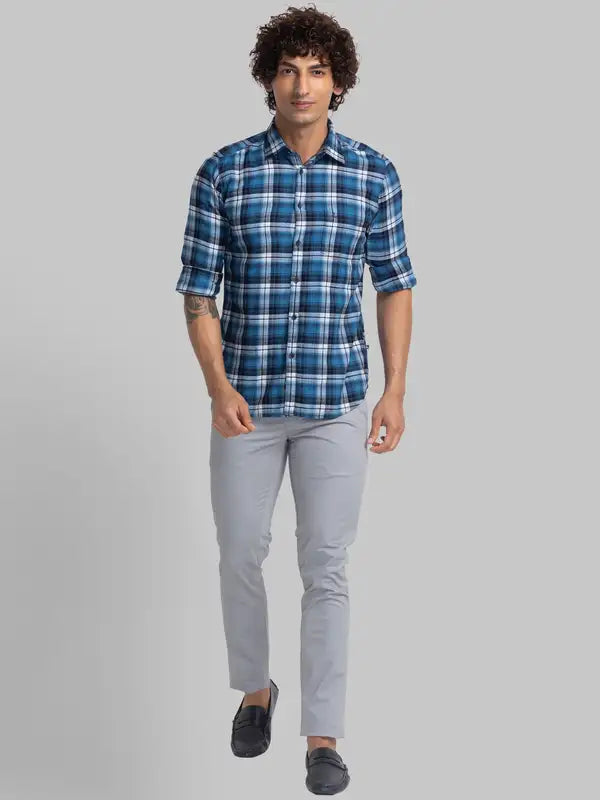 Men Slim Fit Blue Shirt