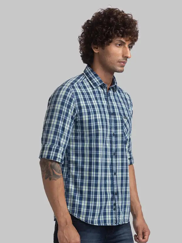 Men Slim Fit Blue Shirt